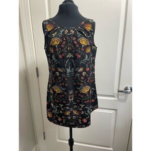 Cabi Women's Sleeveless Floral Blouse Size S Multicolor Tie neck Casual